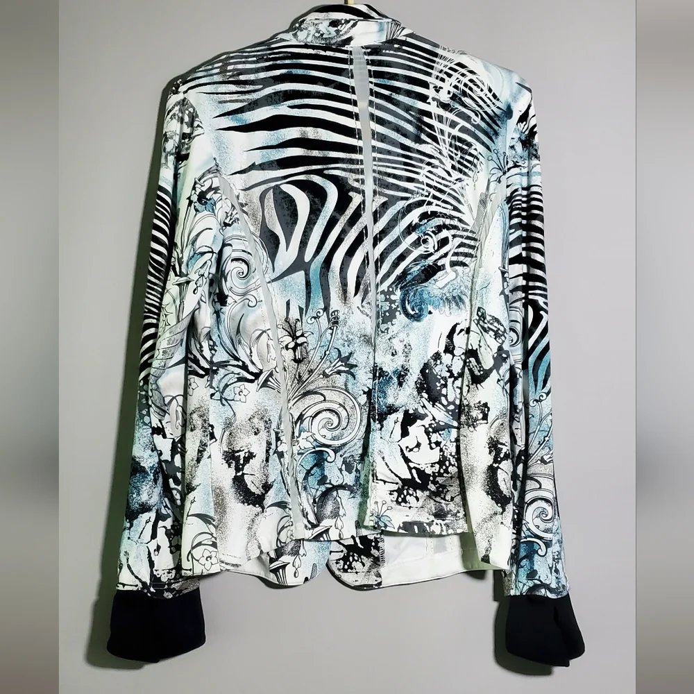 XL Bagutti Collection Women’s Blazer Jacket Abstract Animal Print Button Front - Picture 13 of 15